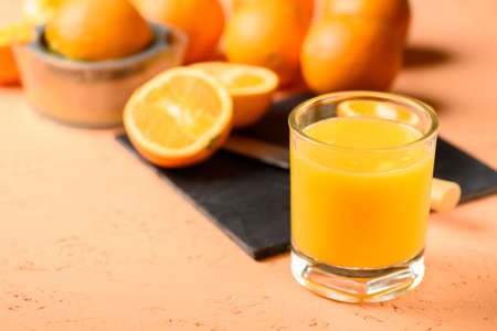 freshly squeezed orange juice tastes best in the morningの写真素材