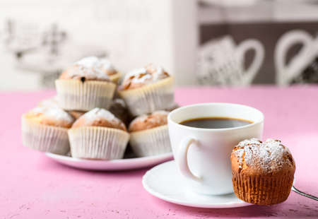 homemade muffins and coffeeの写真素材