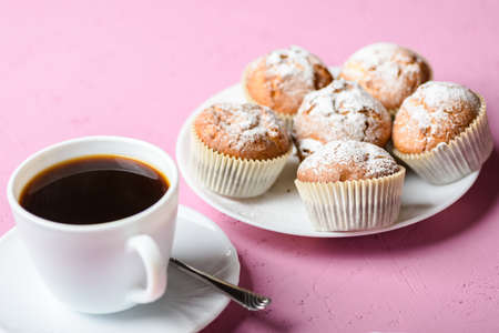 homemade muffins and coffeeの写真素材