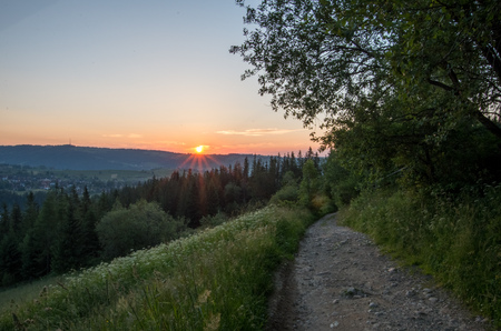 Sunset over the tatrasの写真素材
