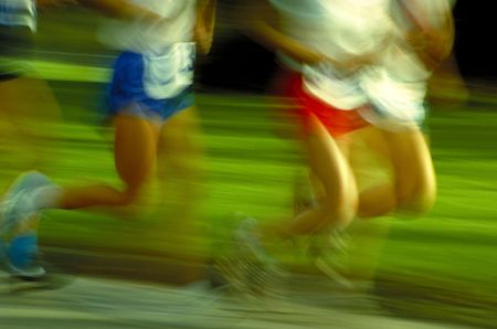 Blurred legs of joggersの写真素材