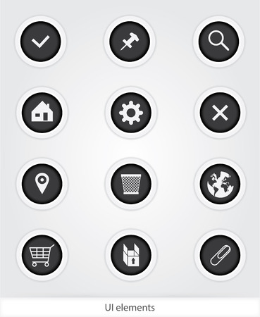 Web icons Interface for web design  gray buttonsのイラスト素材