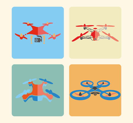 Illustration of a radio-controlled quadrocopter. An excellent illustration for a hobby.のイラスト素材