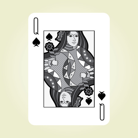 Single playing cards vector: Spades Queenのイラスト素材