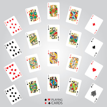 Set of playing cards vector: Ten, Jack, Queen, King, Aceのイラスト素材