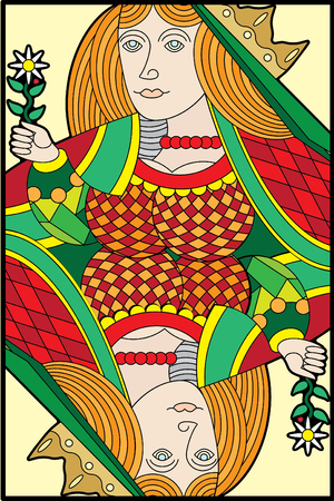 Single playing cards vector: Queen Diamondsのイラスト素材
