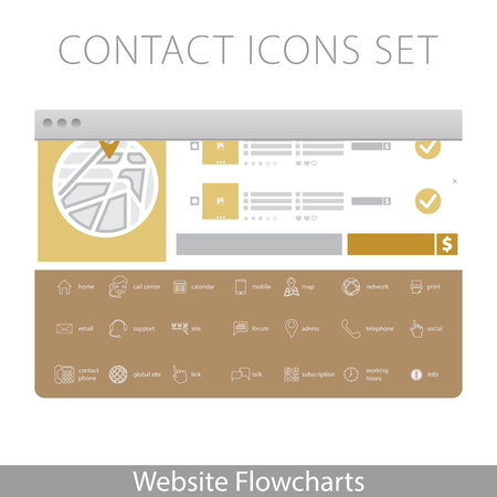 Simple illustration for Website Flowcharts: Contact icons kitのイラスト素材