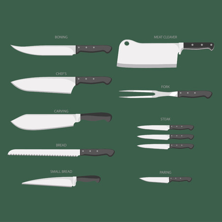 Vector clip art: types of kitchen knivesのイラスト素材