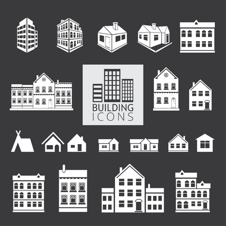 Buildings iconsのイラスト素材