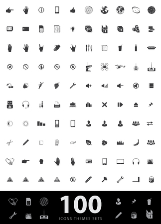 A large set of unique icons for design and modern technology of various themesのイラスト素材