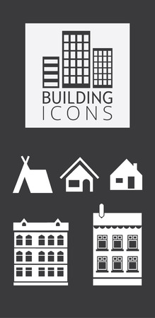 Buildings iconsのイラスト素材