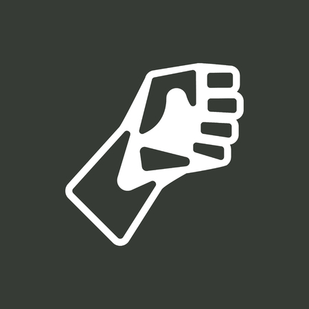 Fist of the men in the backswing and ready to strike. Simple icon. Design element.のイラスト素材