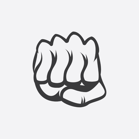 Fist of the men in the backswing and ready to strike. Simple icon. Design element.のイラスト素材