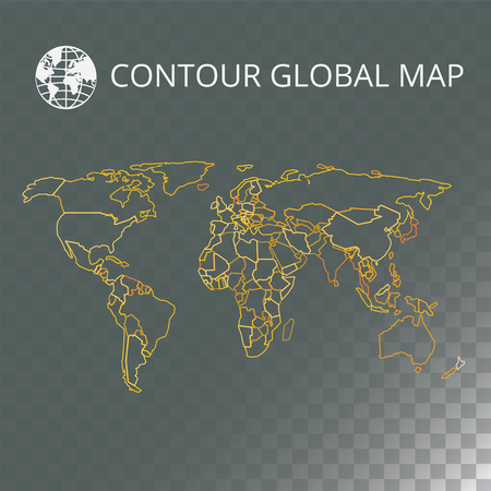 World map vector illustration. High-quality image in the style of broken lines, detail and continents of the world. Colour identification. Global map for your design or application.のイラスト素材