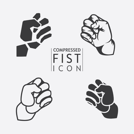 Fist of the men in the backswing and ready to strike. Simple icon. Design element.のイラスト素材