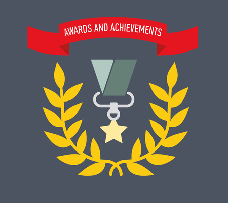 Icon award. Medals and the rewards for achievements or completed assignments. Flat design, simple color image.のイラスト素材