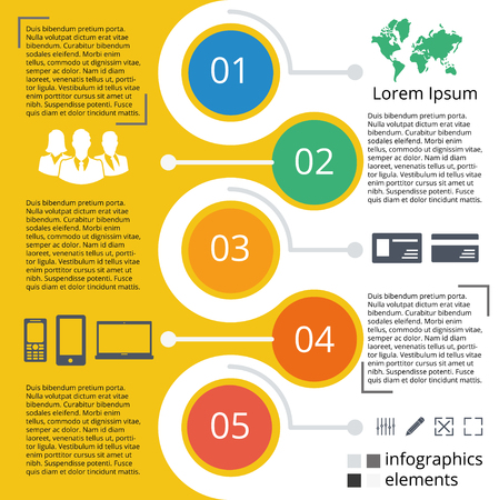 Elements of vector graphics for infographics. Template for presentations, graphs, charts. Business style, the concept of a five-step options.のイラスト素材