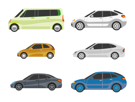Different versions of vehicle types. Different colors of car bodies.のイラスト素材