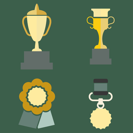 Icon award. Medals and the rewards for achievements or completed assignments. Flat design, simple color image.のイラスト素材