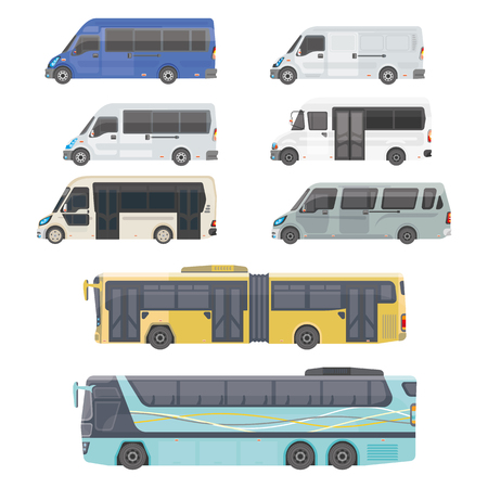 Urban transport. Shuttle buses for the city.のイラスト素材