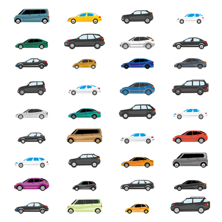 Road traffic. Illustration with heavy traffic. Different versions of vehicle types.のイラスト素材