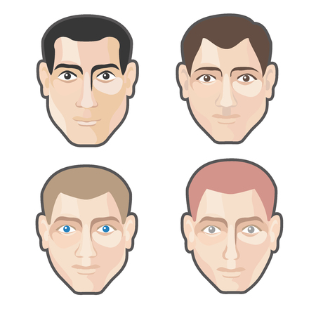 The young man's head. Vector colored detailed illustration ready for editing for various forms and types of faces of men.のイラスト素材