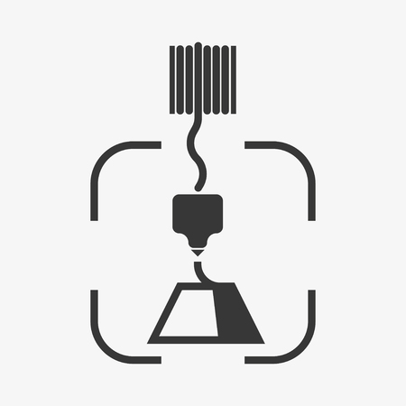 3D Printer lines design vector illustration. The printing process on the 3D printer Flat design with icon set - stock vectorのイラスト素材