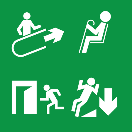 Signs of evacuation and explanatory signs in public placesのイラスト素材