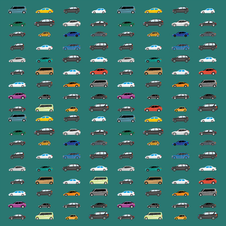 Road traffic. Illustration with heavy traffic. Different versions of vehicle types.のイラスト素材
