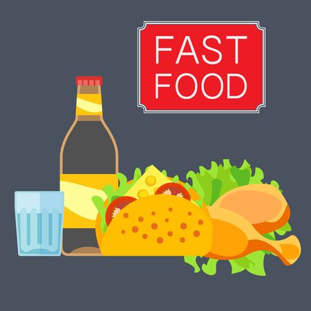 Illustration of fast food productsのイラスト素材