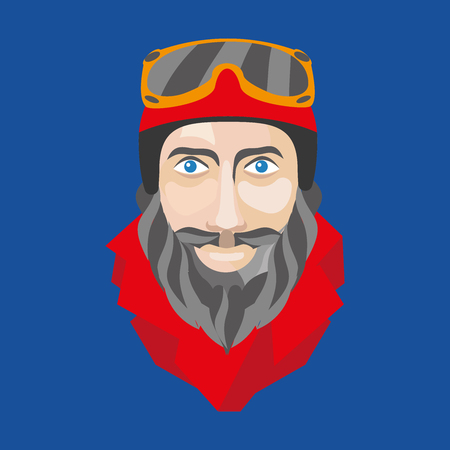 Faces skier or snowboarder made in a flat vector style. Ready-quality illustration for winter sports.のイラスト素材