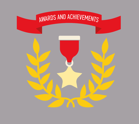 Icon award. Medals and the rewards for achievements or completed assignments. Flat design, simple color image.のイラスト素材