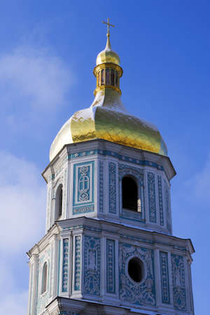 panorama Christian church bell tower winter closeupの写真素材