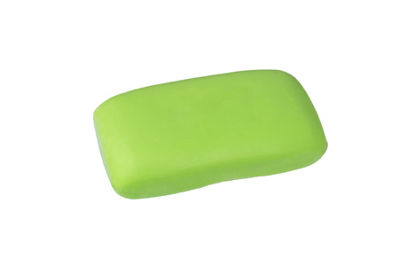 one piece of soap, green on white background, top view, flat styleの写真素材