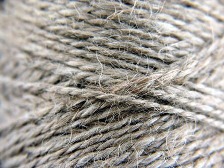 macro photograph of ball of natural colored twine