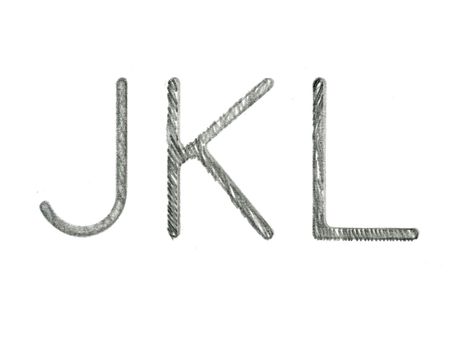 letters created with stencil and pencil on white paperの写真素材