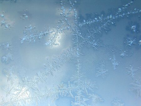frozen water created ice crystals on surface of glass