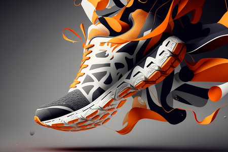 Close-Up of a Runner's Foot in Sport's Shoes. Generative AIの素材