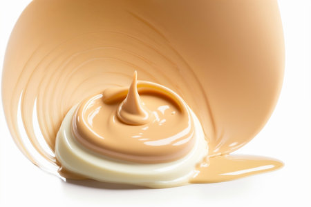 Close-Up of Cream Smear, a Cosmetic Beauty Product, on a White Background. Generative AIの素材