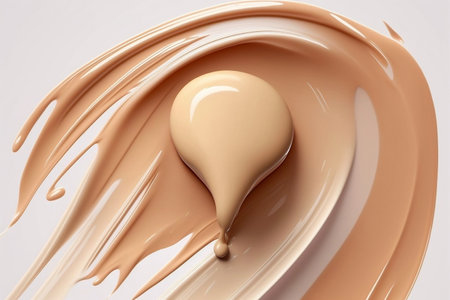 Close-Up of Cream Smear, a Cosmetic Beauty Product, on a White Background. Generative AIの素材