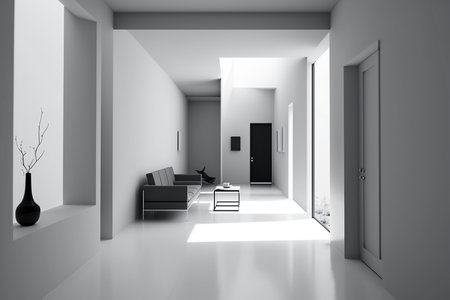 Minimalist house interior in a close-up view. Generative AIの素材