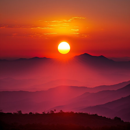 The Awe-Inspiring Beauty of a Sunrise: Capturing the Golden Glow, Fiery Colors, and Dramatic Contrasts. AIの素材