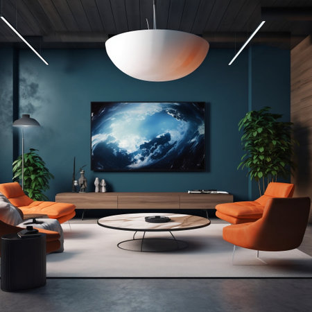 Modern Living Room Zoom Background for Video Conferencing Generative AIの素材