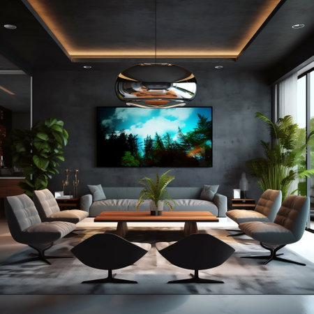 Modern Living Room Zoom Background for Video Conferencing Generative AIの素材