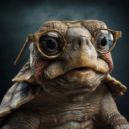 turtle wearing glasses Generative AIの素材