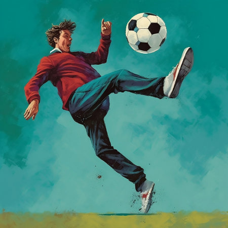Man Kicking a Soccer Ball Generative AIの素材