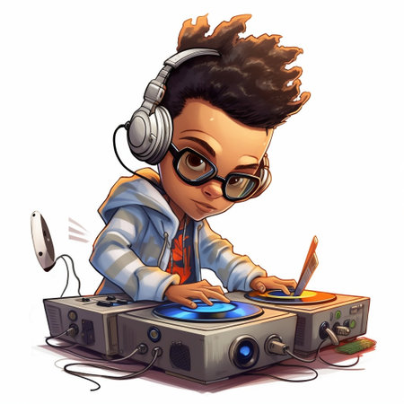 artoon of a Cool Kid DJ Generative AIの素材