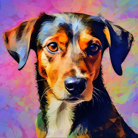 Abstract Digital Art Portrait of a Dog Generative AIの素材