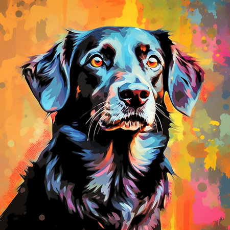 Abstract Digital Art Portrait of a Dog Generative AIの素材