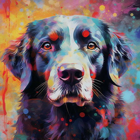 Abstract Digital Art Portrait of a Dog Generative AIの素材